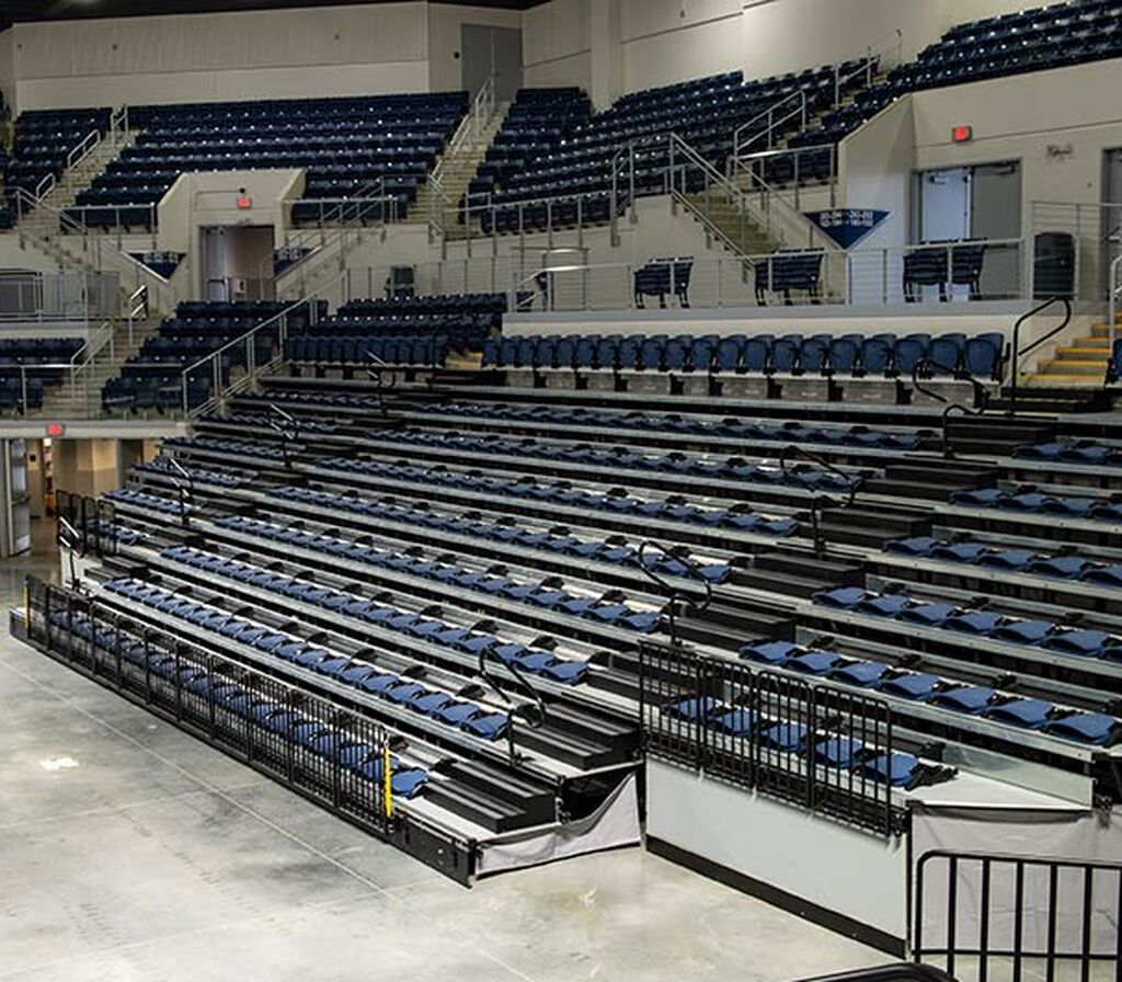 Delmar Fieldhouse With Model 130453545 Centurion Fixed Stadium Chairs And Telescoping Stands 